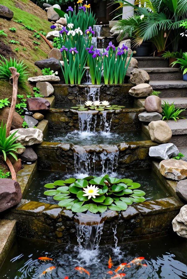 13 Beautiful Garden Pond Ideas with Fish and Water Plants