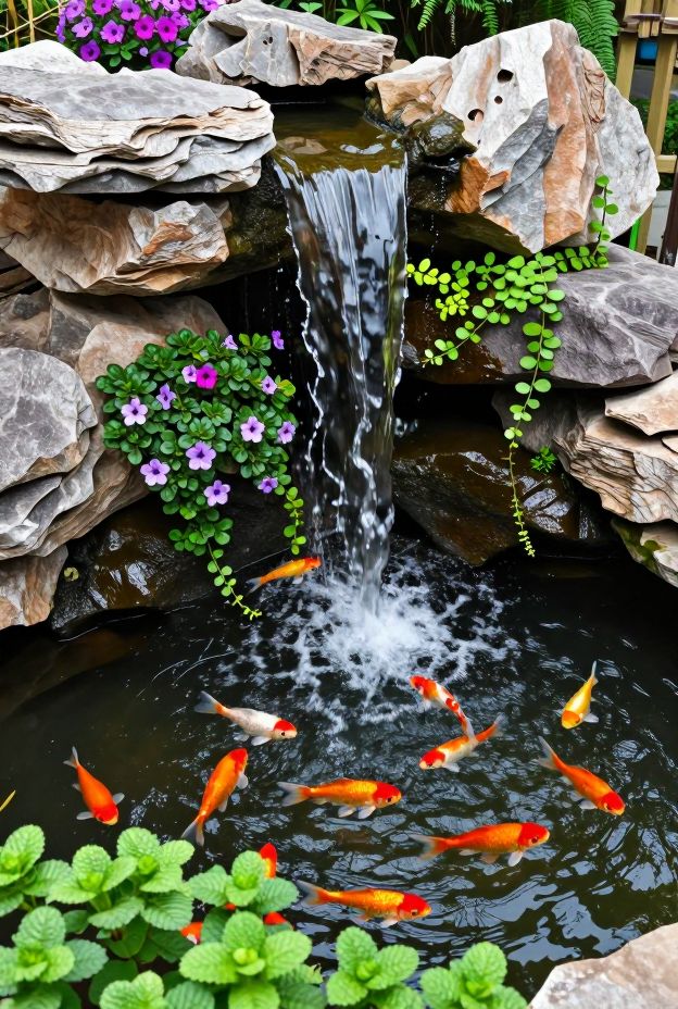 13 Beautiful Garden Pond Ideas with Fish and Water Plants