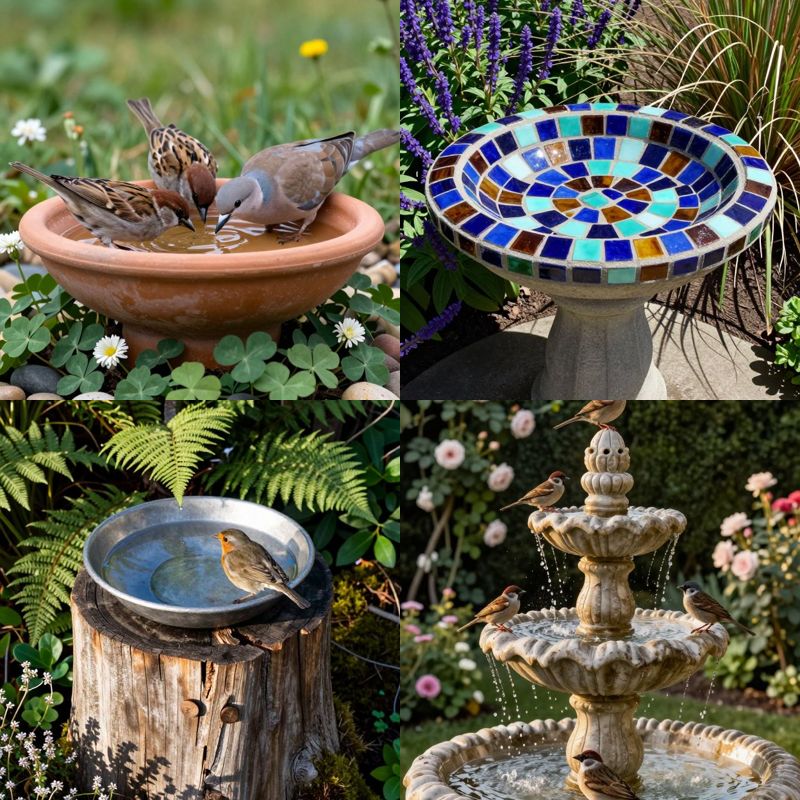 Birdbath ideas attract more birds to garden